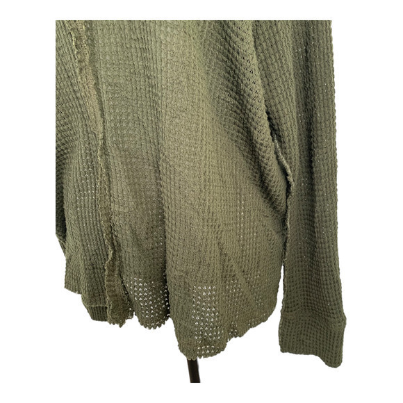 Elan Olive Green Cowl Neck Waffle Weave‎ Long Sleeve Top Sz XL - Picture 4 of 5
